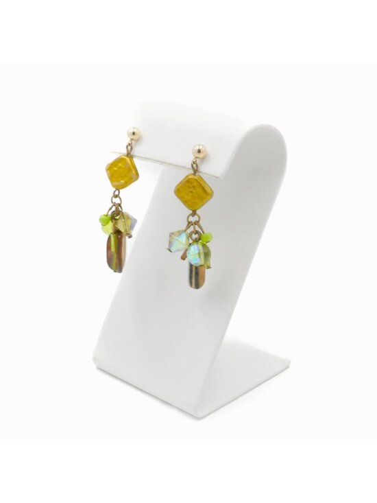 ✔️Gold & Beaded Dangle Earrings With Abalone | eBay 14K Gold Abalone Beaded Dangle Earrings Artisan Multi Bead 2 Inches
